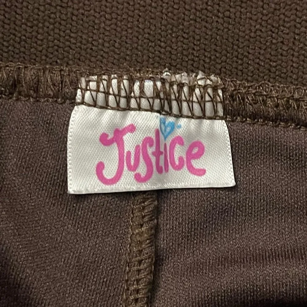 Justice Girl’s Brown Pink Floral Lace Pull-On Tiered Skater Skort Size 6